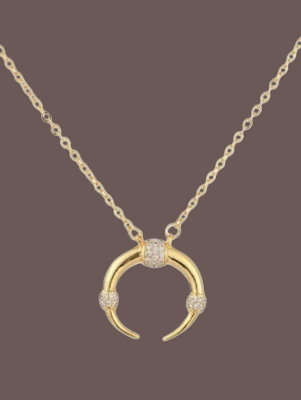 NEW Crescent Moon Necklace Gold over Silver